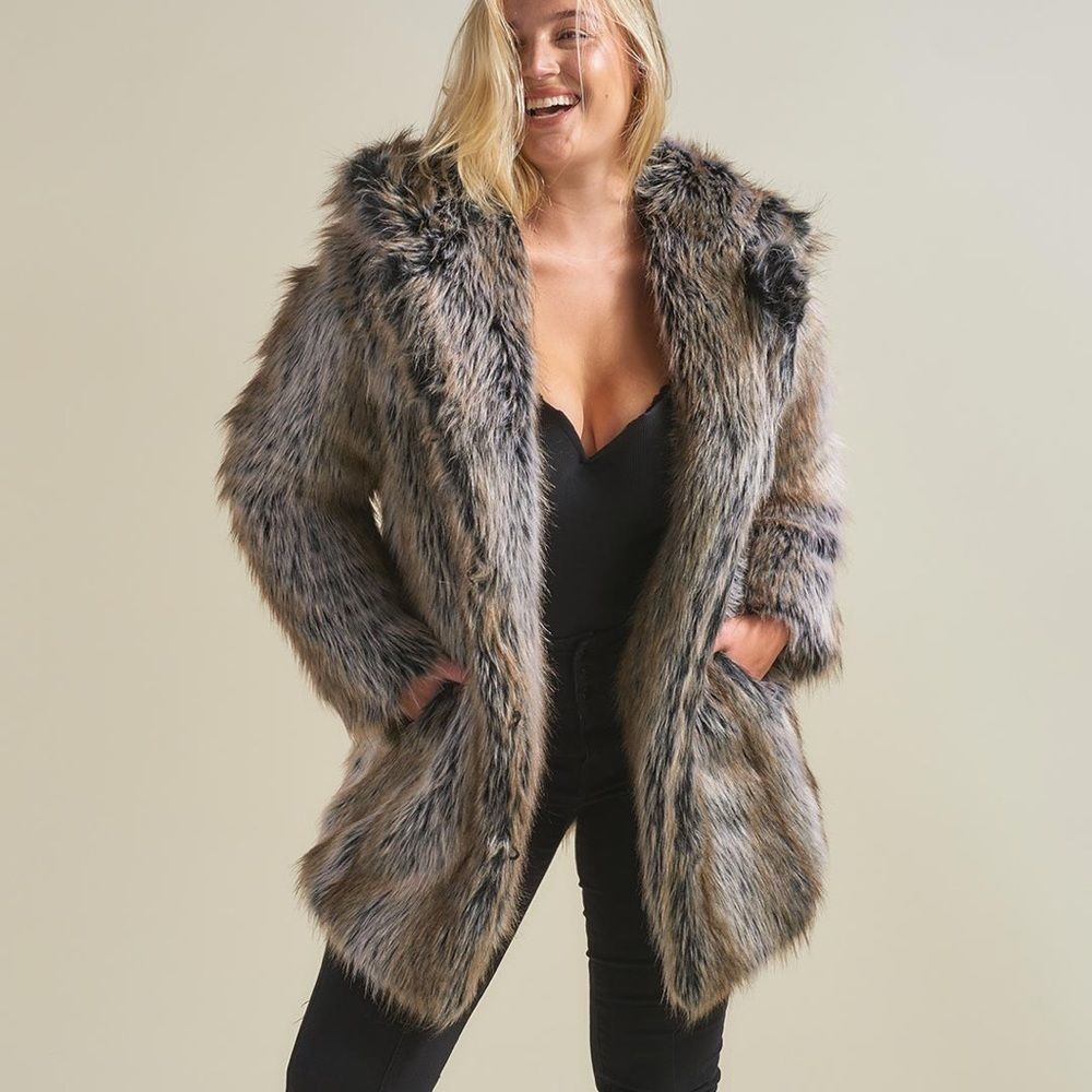 Cotton On Faux Fur Coat - Gray and Black